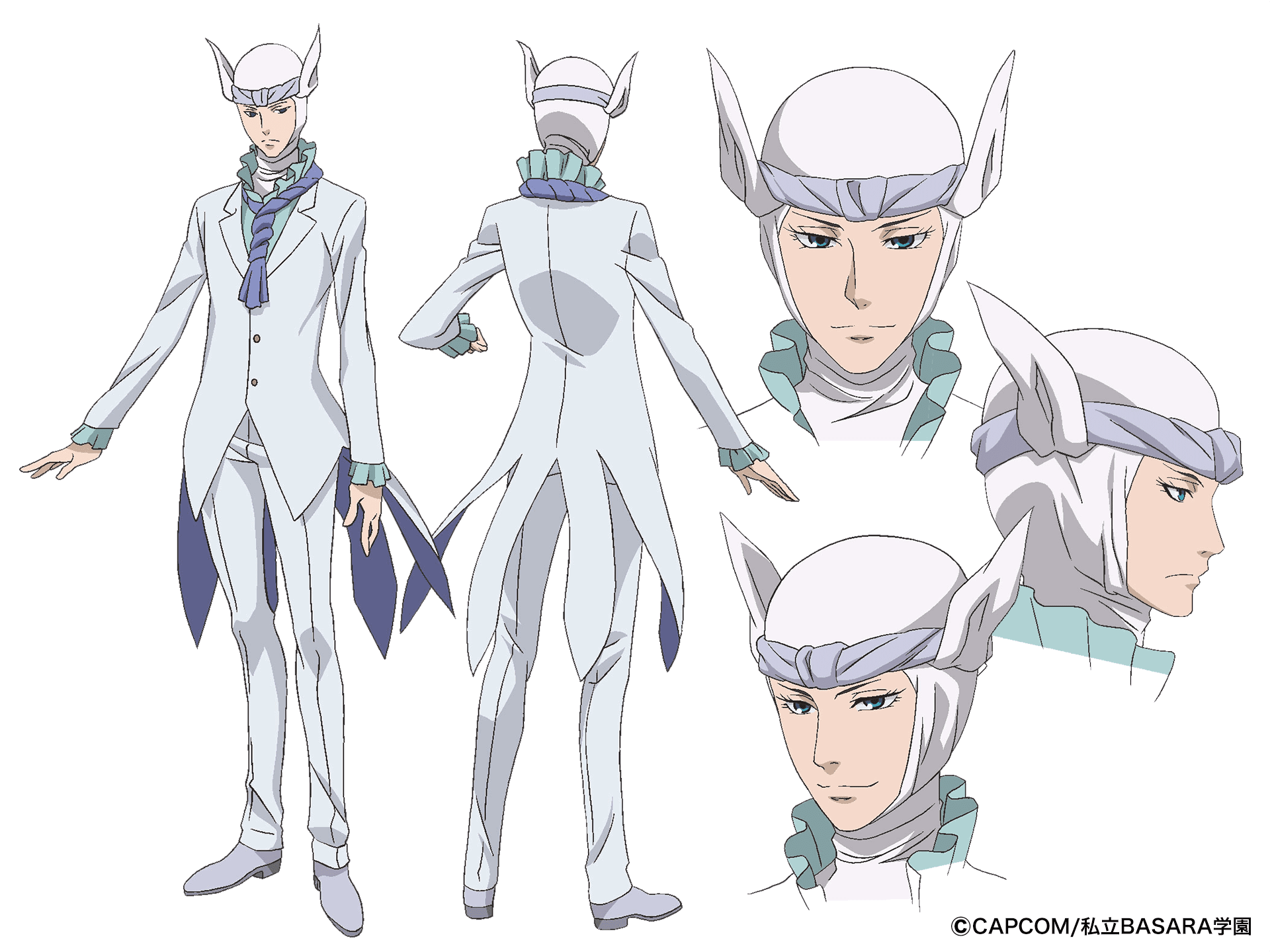 Uesugi, avec un costume blanc immaculé.