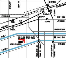国立国際美術館までの地図の画像
