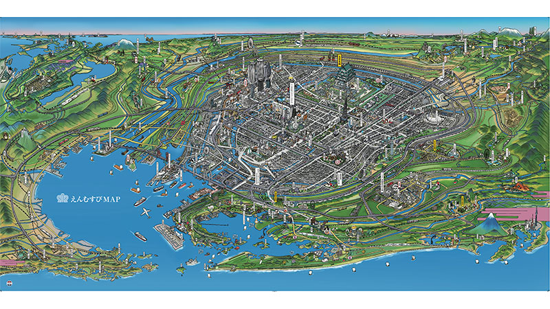 【旅への気持ちをかき立てる絵地図の謎3選】<br>★名古屋市鳥瞰図（作者：安楽雅志）