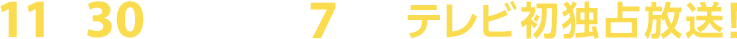 11月30日(土)午後7時～テレビ初独占放送！