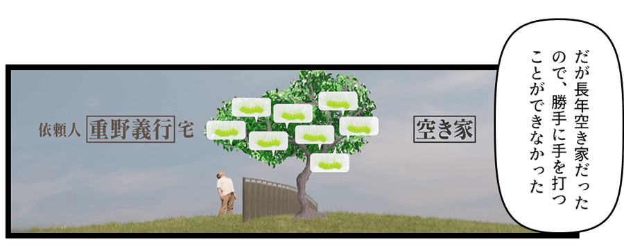 だが長年空き家だったので、勝手に手を打つことができなかった